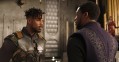 Michael B. Jordan en Chadwick Boseman in 'Black Panther' (2018) Michael B. Jordan en Chadwick Boseman in 'Black Panther' (2018)