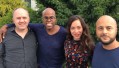 Vlnr. producent Maarten Swart, Jandino Asporaat, Liliana de Vries en Jon Karthaus © 2017 Kaap Holland Film / Entertainment One Vlnr. producent Maarten Swart, Jandino Asporaat, Liliana de Vries en Jon Karthaus © 2017 Kaap Holland Film / Entertainment One