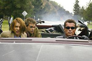 Claire Danes (Kate Brewster), Nick Stahl (John Connor) en Arnold Schwarzenegger (Terminator)