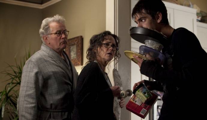 Martin Sheen (Uncle Ben), Sally Field (Aunt May) en Andrew Garfield (Spider-Man / Peter Parker)