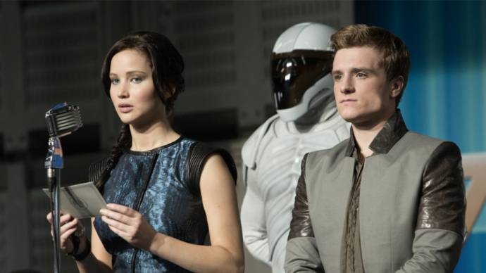 Jennifer Lawrence (Katniss Everdeen) en Josh Hutcherson (Peeta Mellark)