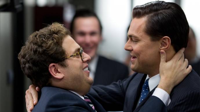 Jonah Hill (Donnie Azoff) en Leonardo DiCaprio (Jordan Belfort)