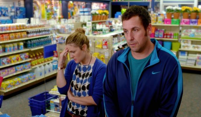 Drew Barrymore (Lauren Reynolds) en Adam Sandler (Jim Friedman) in Blended