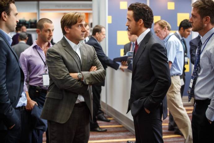 Steve Carell (Steve Eisman) en Ryan Gosling (Greg Lippmann)