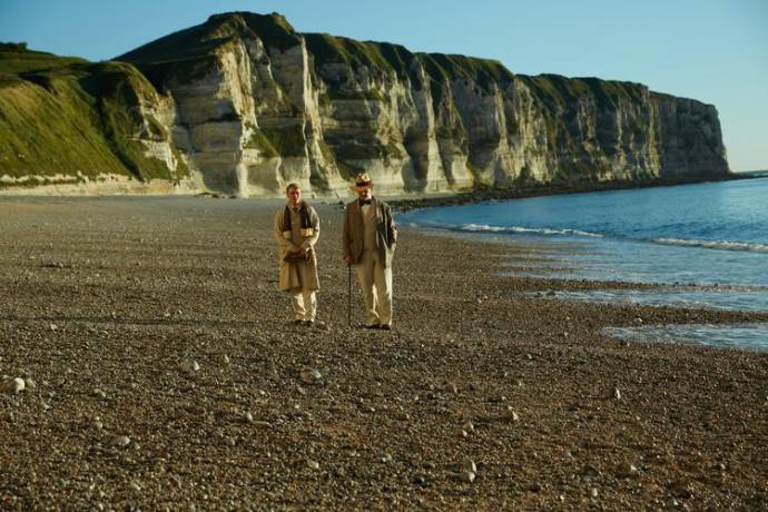 Colin Morgan (Alfred Bosie Douglas) en Rupert Everett (Oscar Wilde) in The Happy Prince