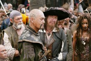 Yun-Fat Chow (Captain Sao Feng (as Chow Yun-Fat)) en Geoffrey Rush (Barbossa)