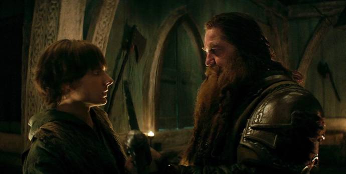 Mason Thames (Hiccup) en Gerard Butler (Stoick) in Hoe Tem Je een Draak (NL)