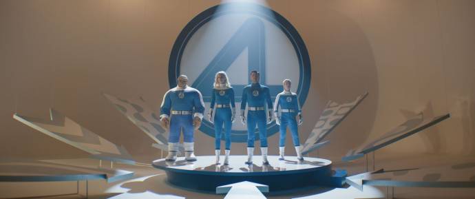 Ebon Moss-Bachrach (Ben Grimm / The Thing), Vanessa Kirby (Sue Storm / The Invisible Woman), Pedro Pascal (Reed Richards / Mister Fantastic) en Joseph Quinn (Johnny Storm / Human Torch)