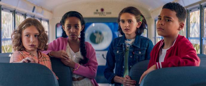 Kalon Cox (Bowman Lynch), Genesis Rose Brown (Carson), Bianca Belle (Amber Wyatt) en Jaxen Kenner (Demarcus) in Sketch