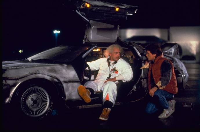 Christopher Lloyd (Dr. Emmett Brown) en Michael J. Fox (Marty McFly)