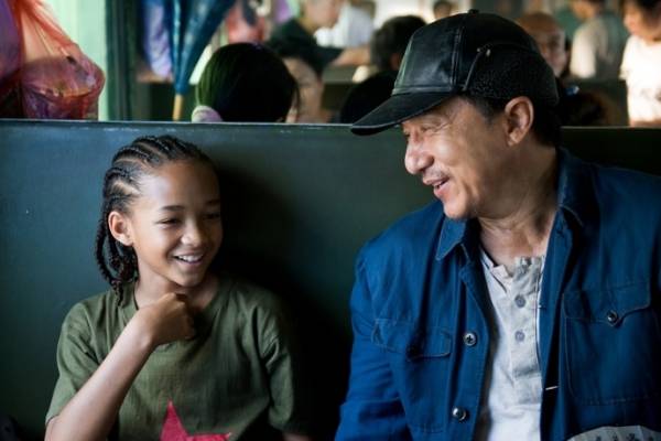 Jackie Chan (Mr. Han) en Jaden Smith (Dre Parker) in The Karate Kid