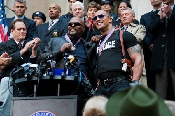 Samuel L. Jackson (P.K. Highsmith) en Dwayne Johnson (Christopher Danson)