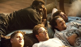 Jonah Hill, Seth Rogen, Craig Robinson, James Franco en Danny R. McBride in This Is the End