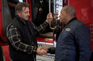 Liam Neeson en Laurence Fishburne in The Ice Road