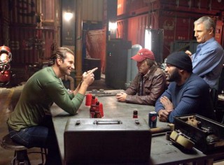 Quinton 'Rampage' Jackson, Bradley Cooper, Sharlto Copley en Liam Neeson in The A-Team