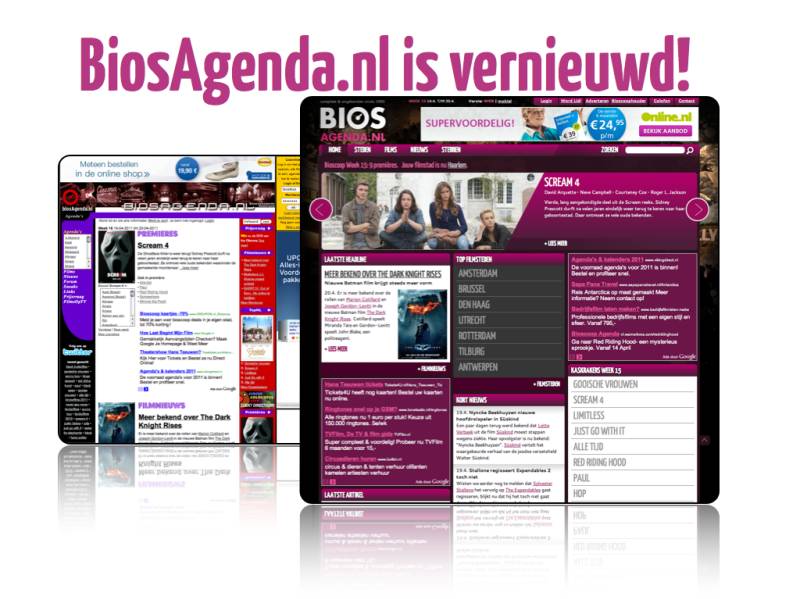 De oude site links en de nieuwe site rechts.