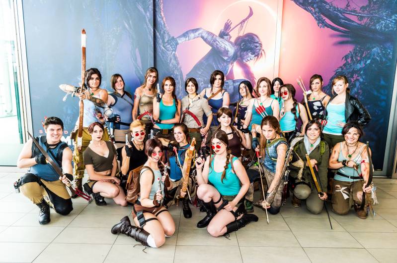 15-09-2018, Utrecht, Nederland: Lara Croft - Tomb Raider bij Shadow of The Tomb Raider in Centraal Station te Utrecht., Fotopersbureau HCA